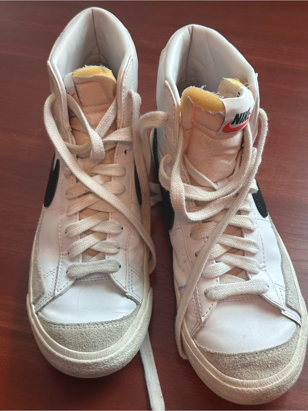 Nike Blazers  White High-Top Sneakers with Black Swoosh size 7